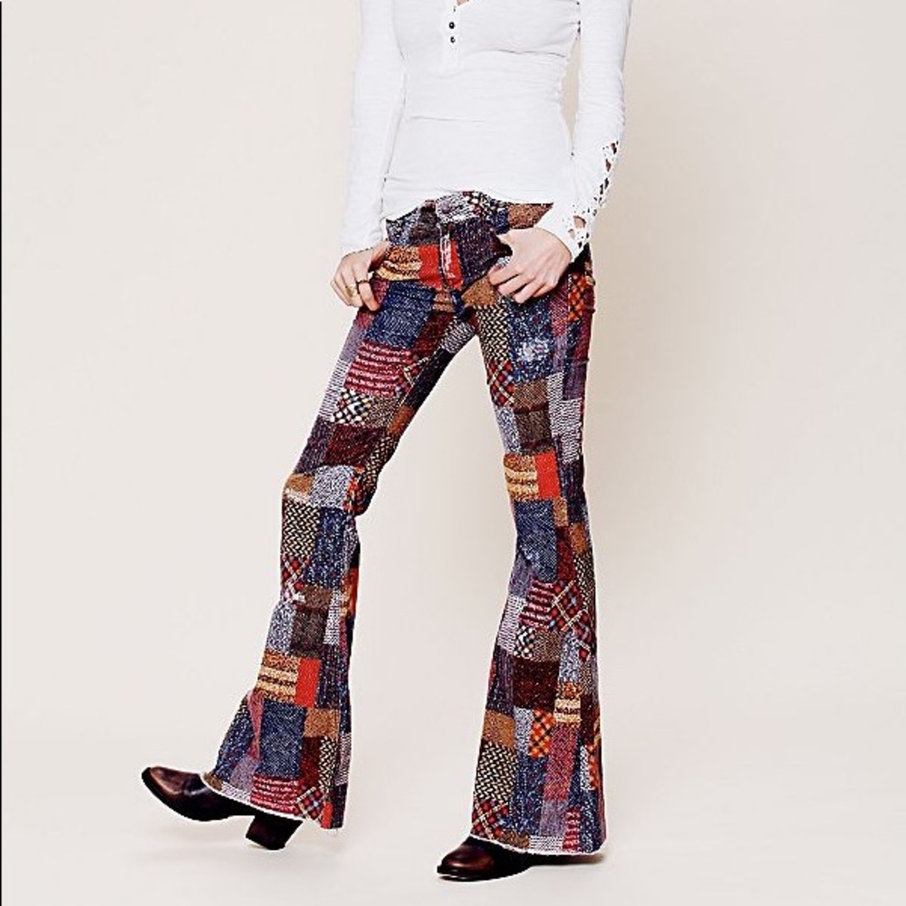 Free People Patchwork Flares